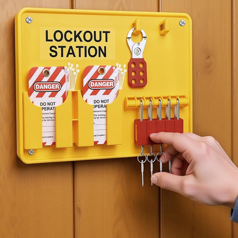 Xeoca Lockout Tagout Station with Loto Devices - Lock Out Tag Out Kit Board with 4 Pack Safety Lock Set, Hasp for Padlocks, 20 Do Not Operate Tags - Image 5